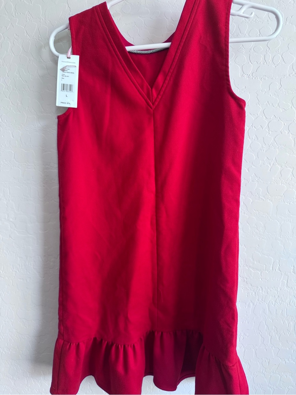 Vineyard Vines Girls Drop Waist Pointe Dress in Red- Large- NWT